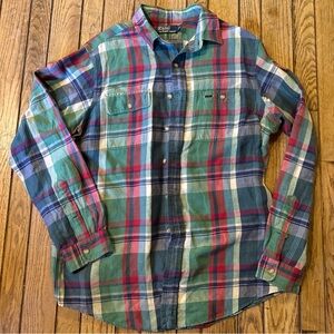 RALPH LAUREN Silk Linen Blend size L Leather Accents